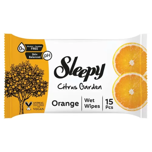Sleepy Υγρά Μαντηλάκια Πορτοκάλι Citrus Garden (15 τεμ.)