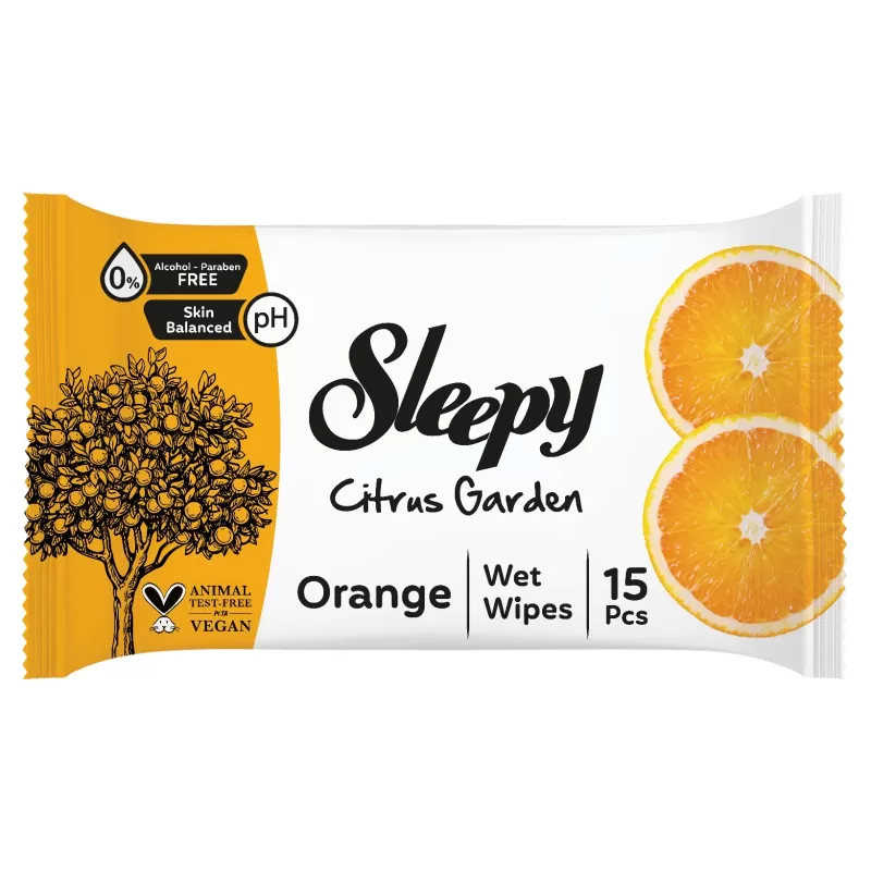 Sleepy Υγρά Μαντηλάκια Πορτοκάλι Citrus Garden (15 τεμ.)