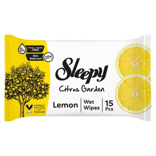 Sleepy Υγρά Μαντηλάκια Λεμόνι Citrus Garden (15 τεμ.)