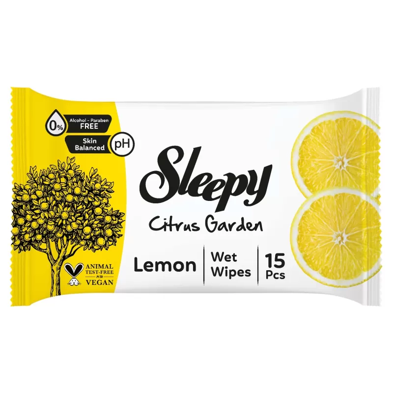 Sleepy Υγρά Μαντηλάκια Λεμόνι Citrus Garden (15 τεμ.)
