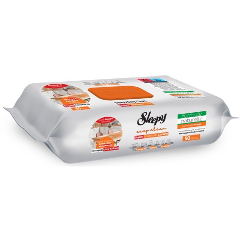Sleepy Easy Clean – Υγρομάντηλα Κουζίνας με Φυσικό Έλαιο Πορτοκαλιού (50 τεμ.)