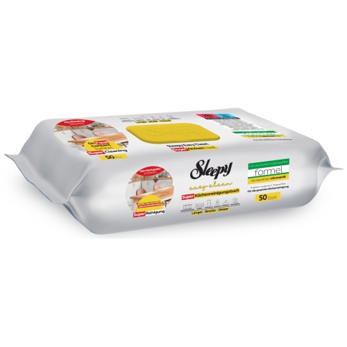 Sleepy Easy Clean – Υγρομάντηλα Κουζίνας με Φυσικό Έλαιο Λεμονιού (50 τεμ.)