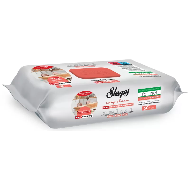 Sleepy Easy Clean Σούπερ Μαντηλάκια Κουζίνας με Φυσικό Έλαιο Γκρέιπφρουτ (50 τεμ.)
