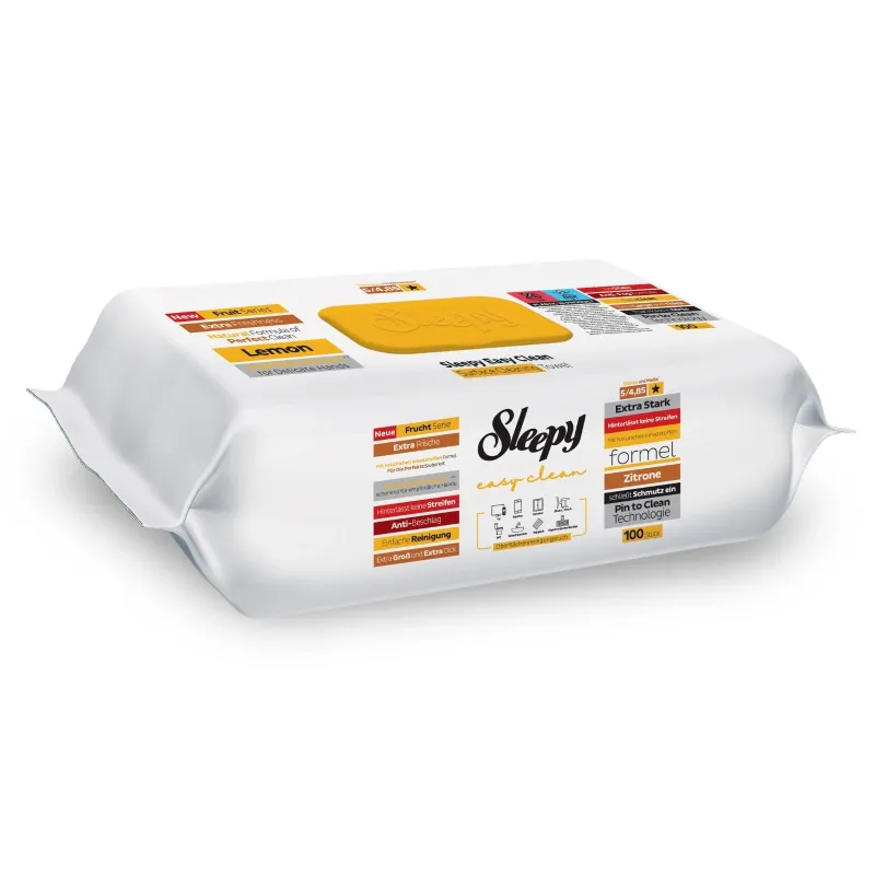 Sleepy Easy Clean Υγρά Μαντηλάκια Καθαρισμού Επιφανειών με Άρωμα Λεμονιού (100 τεμ.)