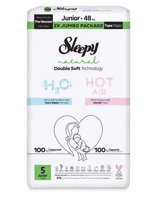 Sleepy Natural Πάνες Μωρού Double Soft Μέγεθος 5 για 11–18 kg (48 τεμ.)
