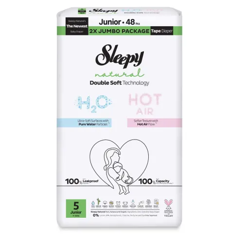 Sleepy Natural Πάνες Μωρού Double Soft Μέγεθος 5 για 11–18 kg (48 τεμ.)