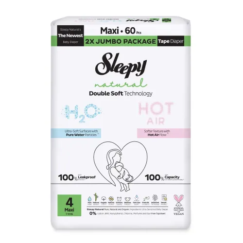 Sleepy Natural Πάνες Μωρού Double Soft Μέγεθος 4 Maxi για 7–14 kg (60 τεμ.)