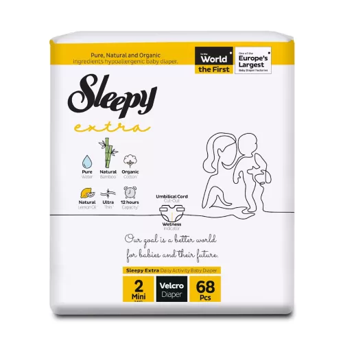 Sleepy Extra Πάνες Μωρού Velcro Mini 2 (68 τμχ)