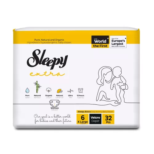 Sleepy Extra Πάνες Μωρού Velcro XLarge 6 (32 τμχ)