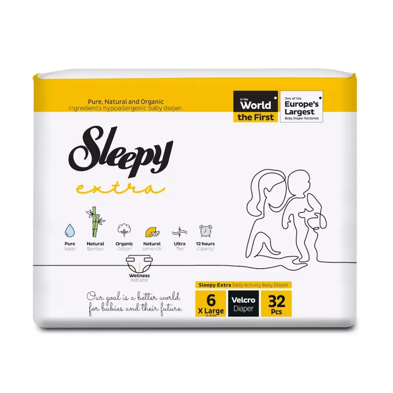 Sleepy Extra Πάνες Μωρού Velcro XLarge 6 (32 τμχ)
