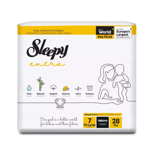 Sleepy Extra Πάνες Μωρού Velcro XXLarge 7 (28 τμχ)