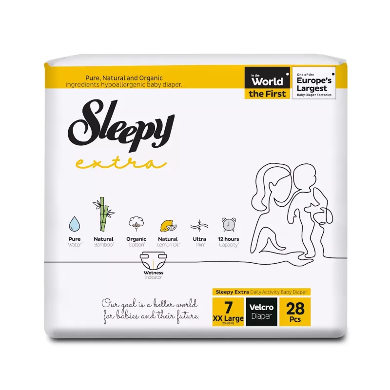 Sleepy Extra Πάνες Μωρού Velcro XXLarge 7 (28 τμχ)