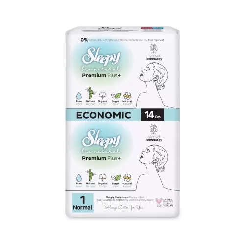 Sleepy Bio Natural Premium Plus+ Σερβιέτες Normal Economic (14 τμχ)