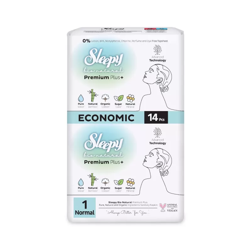 Sleepy Bio Natural Premium Plus+ Σερβιέτες Normal Economic (14 τμχ)