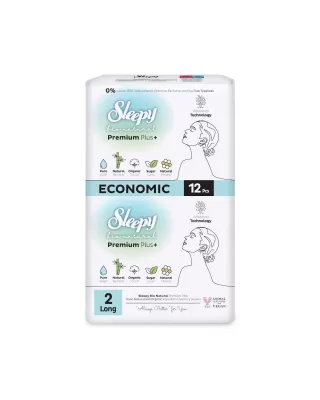 Sleepy Bio Natural Premium Plus+ Σερβιέτες Long Economic (12 τμχ)
