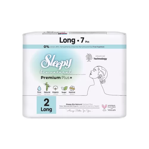 Sleepy Bio Natural Premium Plus+ Σερβιέτες Long (7 τμχ)