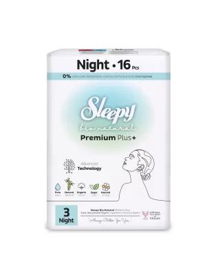 Sleepy Bio Natural Premium Plus+ Σερβιέτες Night (16 τμχ)