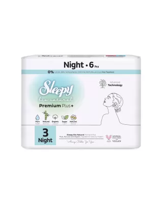 Sleepy Bio Natural Premium Plus+ Σερβιέτες Night (6 τμχ)