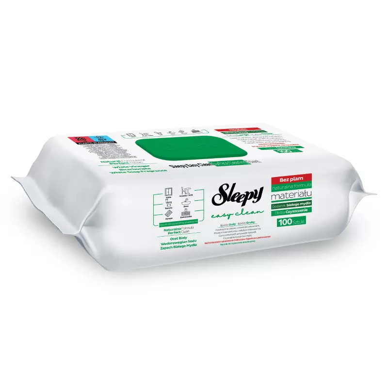Sleepy Easy Clean – Υγρομάντηλα Επιφανειών με Άρωμα Λευκού Σαπουνιού (100 τεμ.)